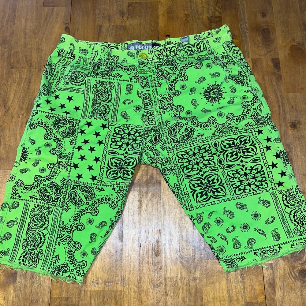 Focus Original men's bandana print long length shorts streetwear hip hop size 40